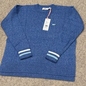 NWT! Vineyard Vines Blue Poncho Sweater with Striped Cuffs. Sz. M.